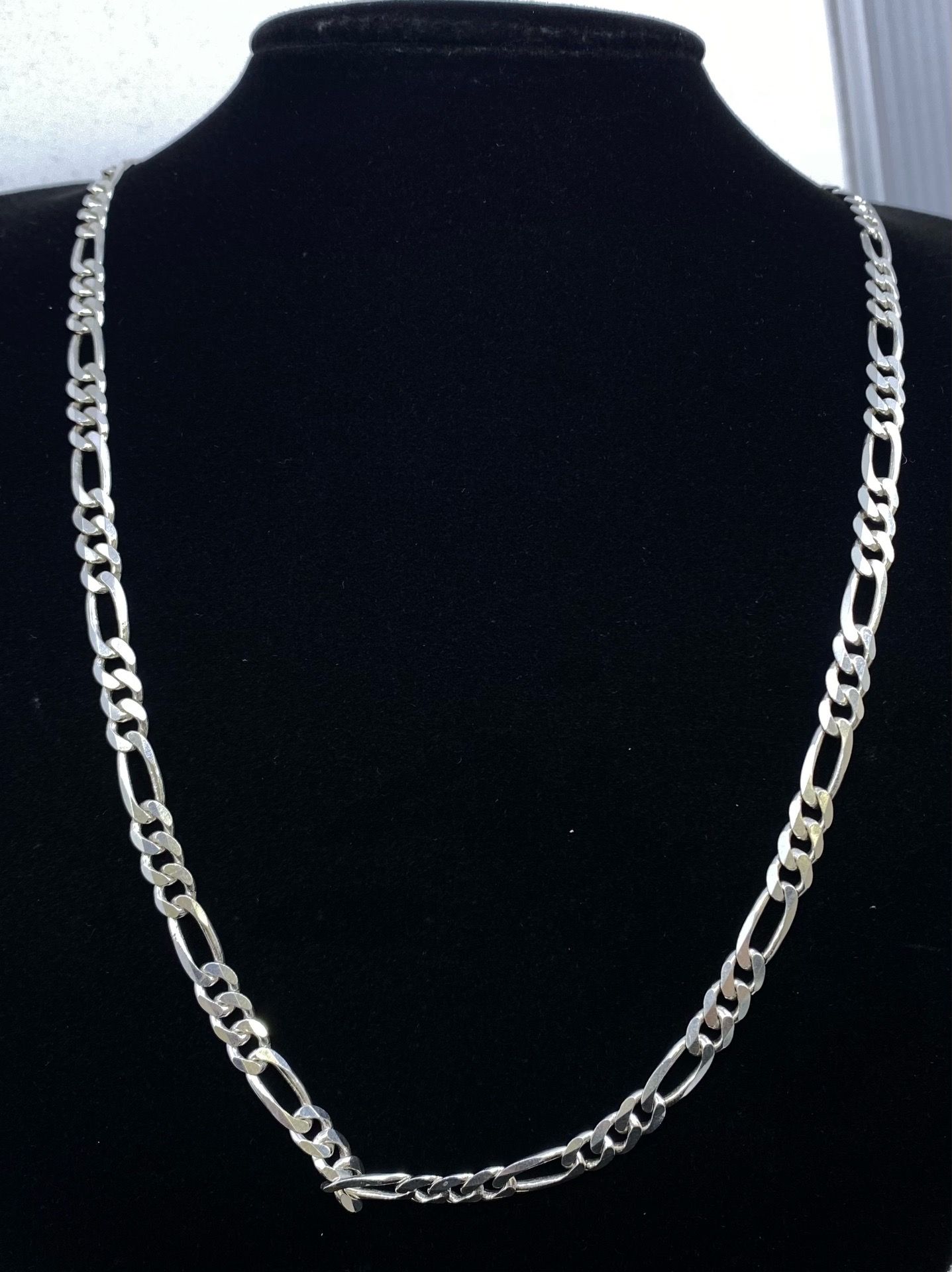 $550 Silver 925 Figaro Chain Necklace