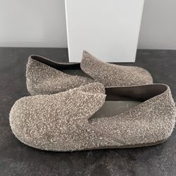 LOEWE - Lago Brushed-Suede Slippers - Neutrals