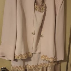 3pc Women's Tan Skirt Suit Plus Size 