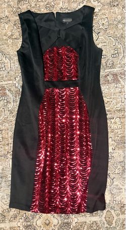 Large Black Dress with Red Sequences
