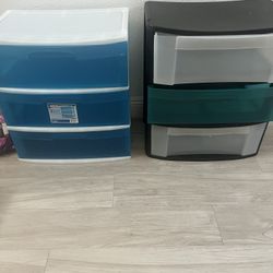 Two 3 Drawer Plastic 