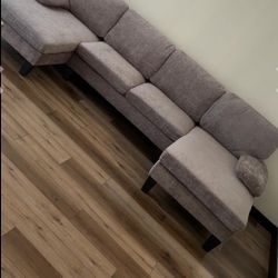 U-Shaped Modular Sofa Sleeper w/  Memory Foam (Fabric, Grey)