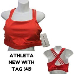 Athleta Train Free Sports Bra Womens Medium D-DD Red Strappy Racerback NWT