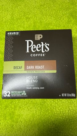 Peet's Decaf House Blend Dark Roast Coffee 32 K-Cup Pods 100 Arabica Flavor