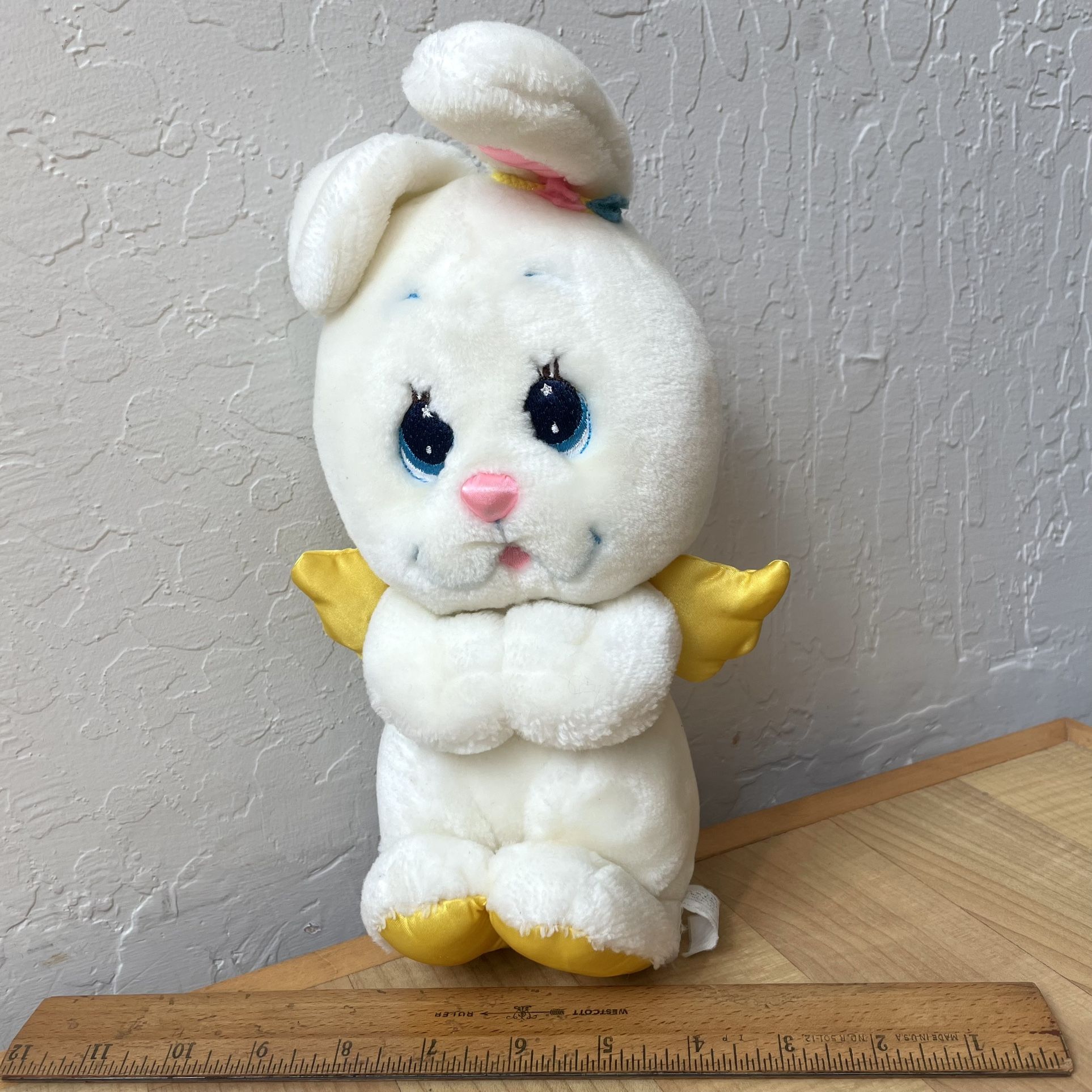 1984 Mattel Angel Bunny Plush, White With Wings Stuffed Animal Rabbit