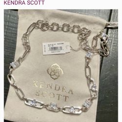 Kendra Scott New With Tags Blair Jewel Chain Necklace, Bracelet, Earrings Crystal Silver - Valentine’s Gift Jewelry Gift $285