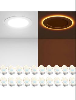 20 Pack Amico 6 Inch LED Recessed Ceiling Lights – 5CCT, Dimmable, Ultra-Thin, Canless Downlights
