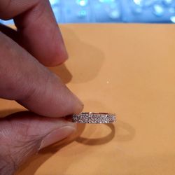 14K Three Row Diamond Ring