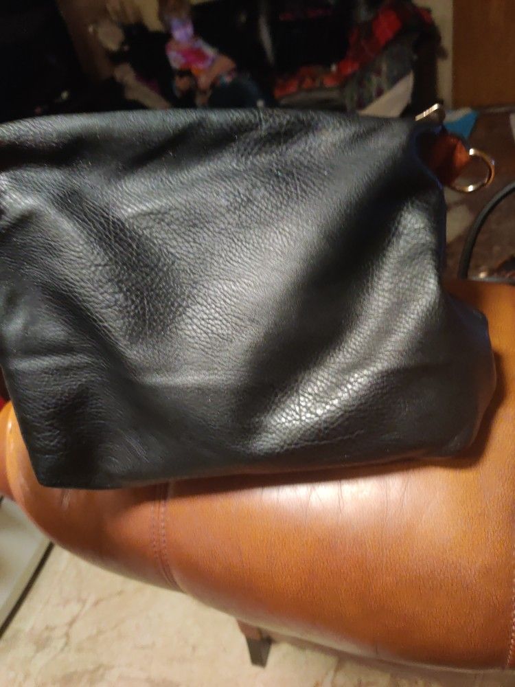 Black Leather Makeup Bag 