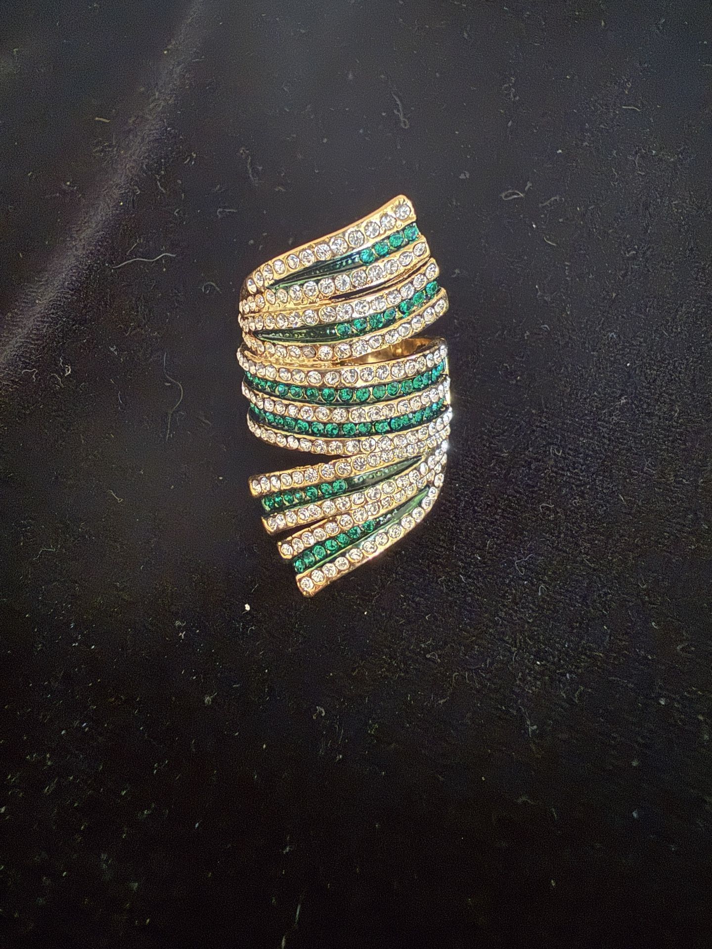 Gold and Green Crystal Ring
