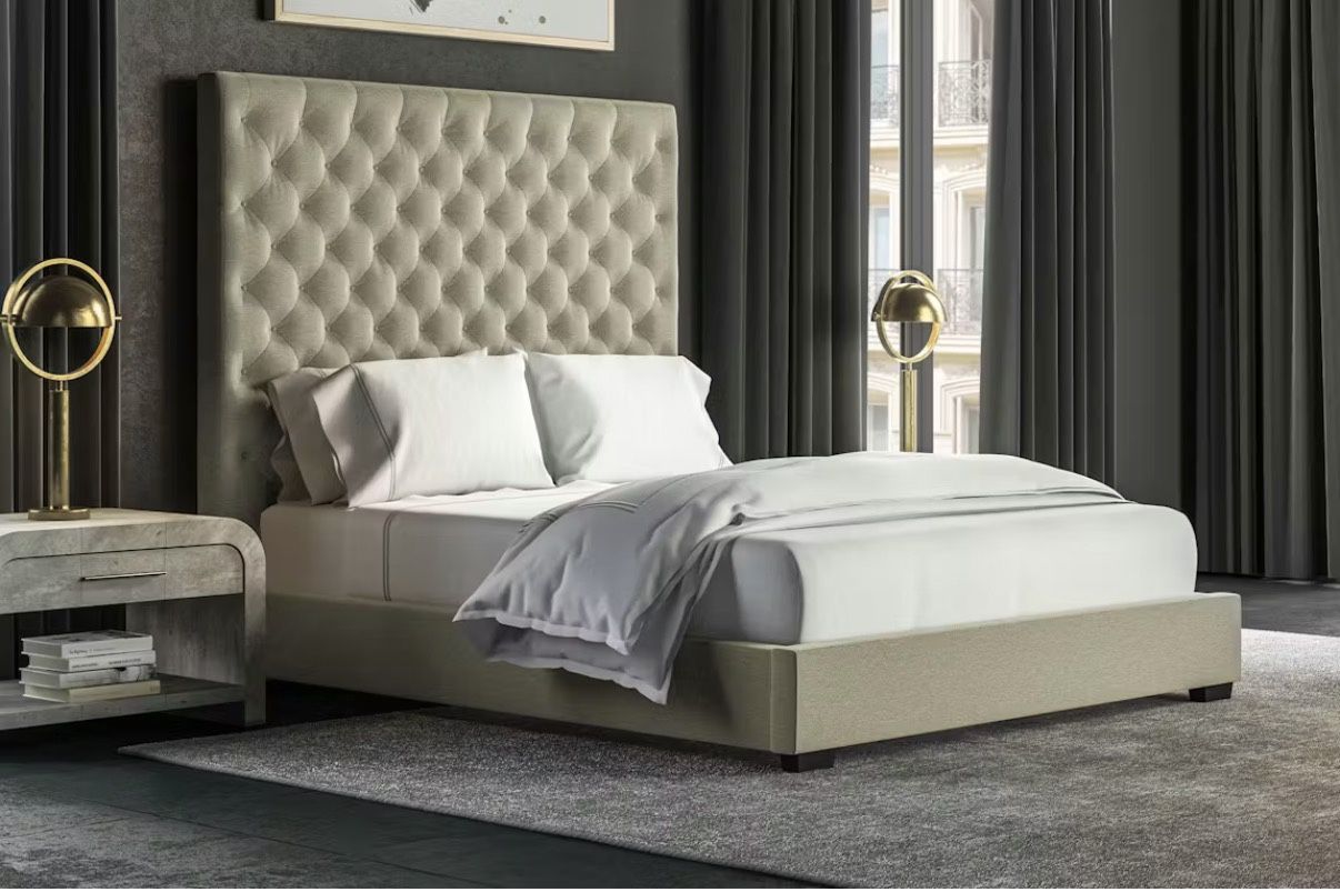 Marbella California King Bedframe In Natural Linen By Saatva