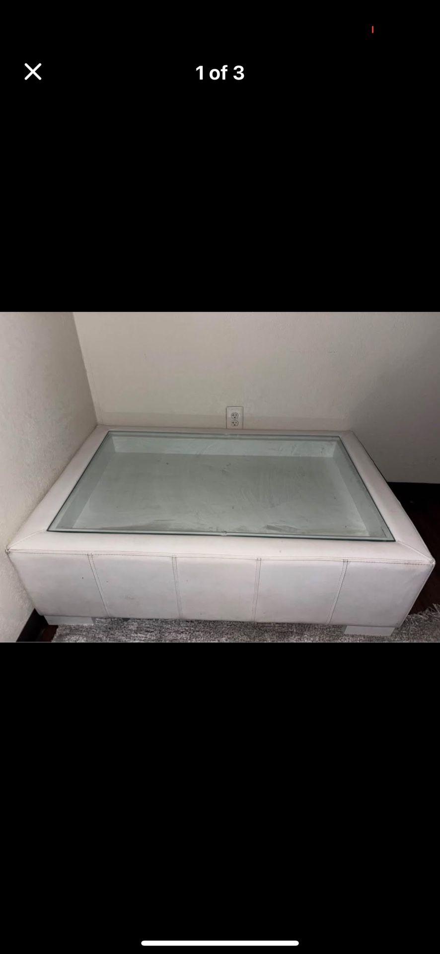 White Ottoman With Removal Glass Top