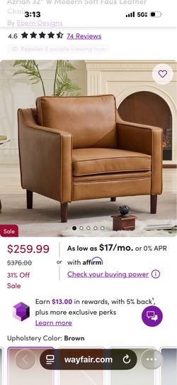 Azriah 32 inch modern soft faux leather chair