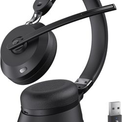 Wireless Headset with Mic for Work, Bluetooth Headset with Microphone (AI Noise Cancelling) & Charging Base, Wireless Headset for Work from Home/Offic