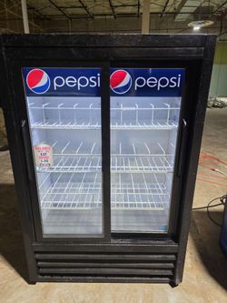 Commercial Pepsi Double Glass Door Beverage Refrigerator