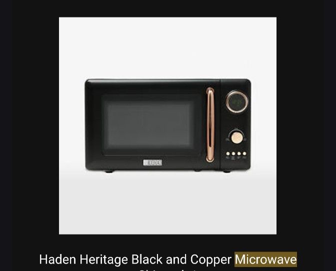 HADEN Heritage Black and Copper Compact Microwave