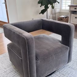 Restoration Hardware Gray Velvet Chair
