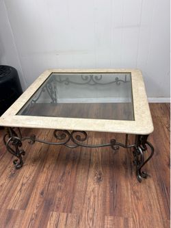 Marble glass coffee table