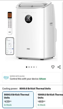 NEW-NO BOX-DREO Portable Air Conditioner 318S, 8000 BTU ASHRAE (5000 BTU DOE) Smart AC Unit for Bedroom with Drainage-free Cooling, Fan&Dehumidifier 3