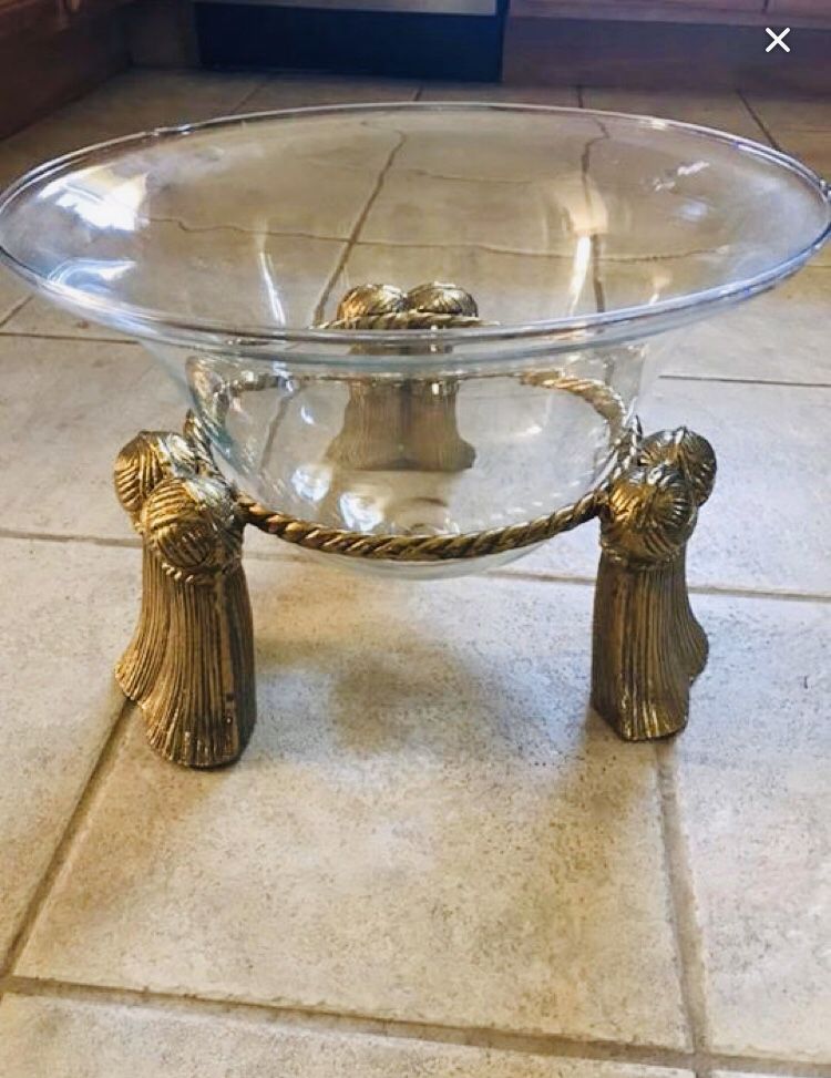 Large Decorative Bowl with Brass stand