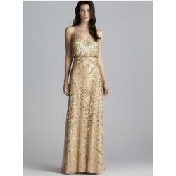 NWT Adrianna Papell Gold sequin gown
