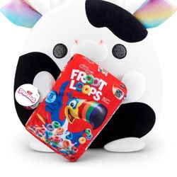 Snackles (Froot Loops) Cow Super Sized 14 inch Plush by ZURU, Ultra Soft Plush, Collectible Plush with Real Licensed Brands, Stuffed Animal