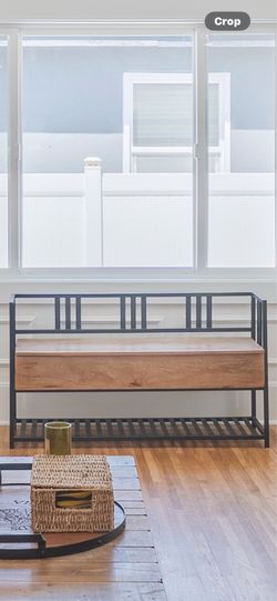 Pier 1 Industrial Storage Bench – 48” Wood & Metal Entryway Bench