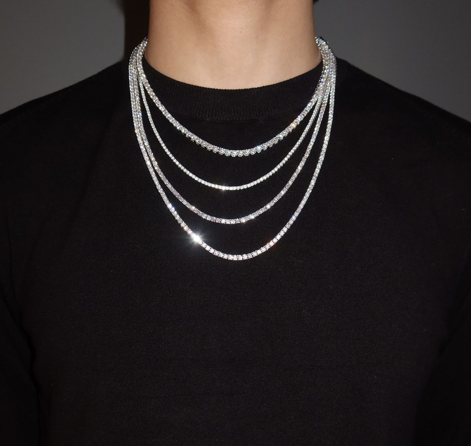 Moissanite Tennis Chain Necklace - 24 inch, 3mm