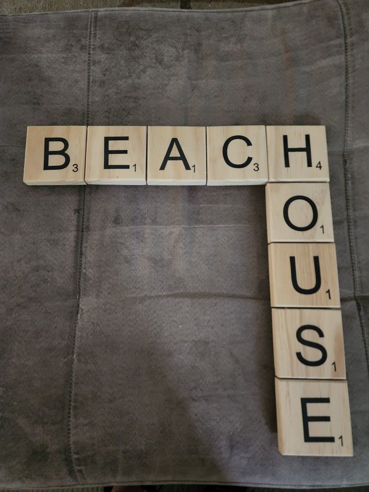 Wooden "Beach House" Tile Sign