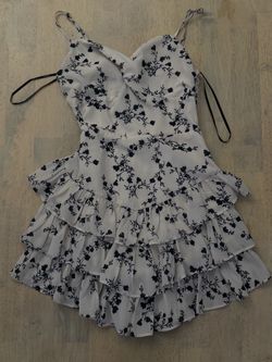 White Floral Ruffle Mini Dress