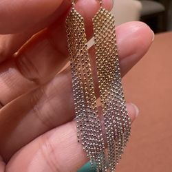 18k Yellow &white Gold Earring drop 