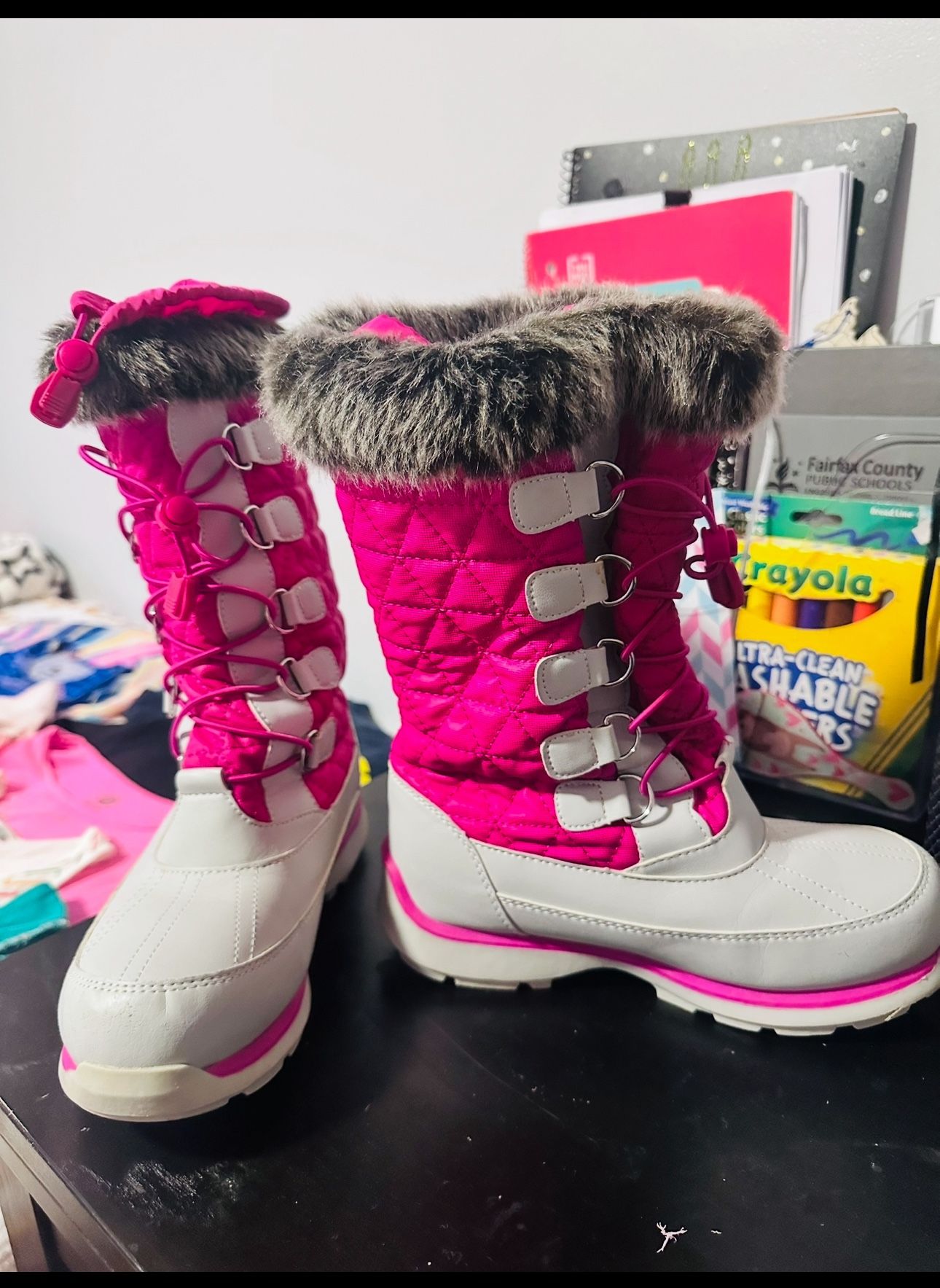 Like NEW! Pink Winter Boots with Fur Trim -Size 3