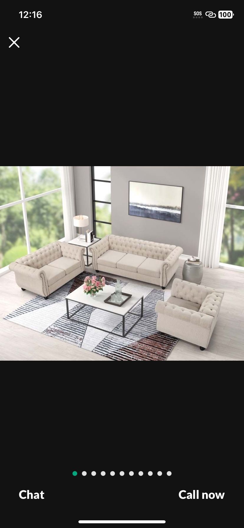 3pics Loveseat Sofa
