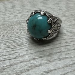 "Men's Ring with Striking Turquoise (Firoza) Stone – Bold and Elegant!"