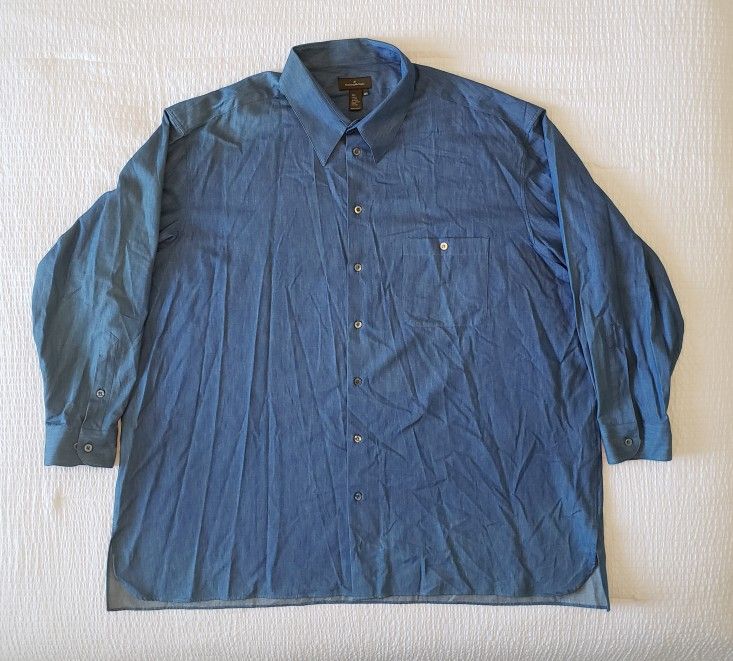 ERMENEGILDO ZEGNA Men's Jean LS Dress Shirt (4XB) Blue