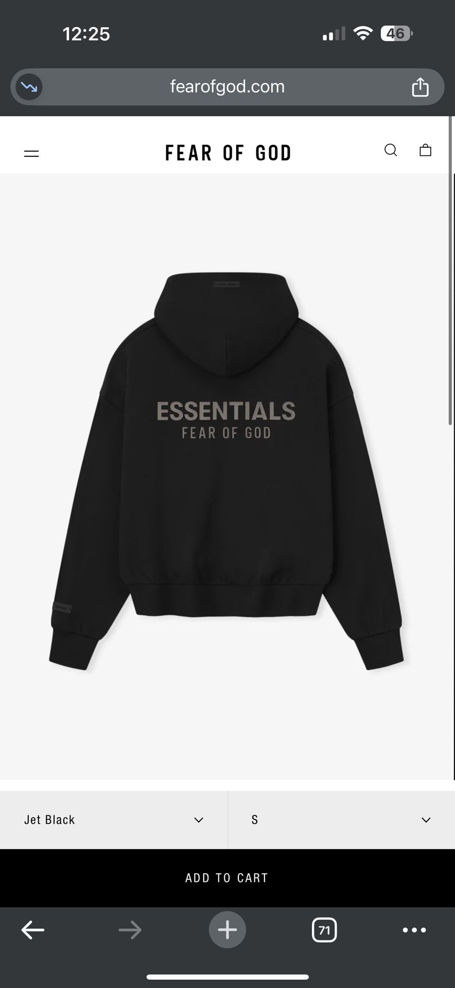 Fear of God Zip Up Fleece Hoodie Jet Black Color Brand New Authentic