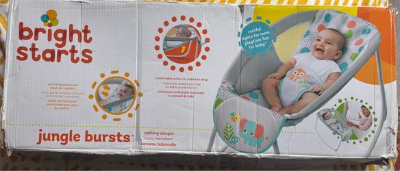 Bright Starts Jungle Bursts Rocking Sleeper - Portable Infant Rocker & Bassinet