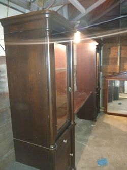 Large Entertainment Center with touch Lighting Glass Cabinets