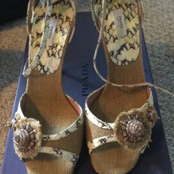 Prada Linen / Python Heels