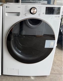 New LG smart front-load washer and dryer with large capacity, stackable.