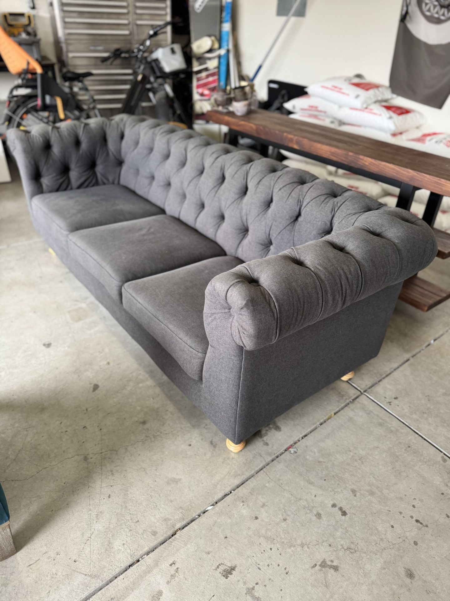 Grey Tufted World Market Couch