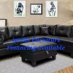 New Sectional Sofa With Ottoman Same Day Delivery 90days No Interest Same As Cash Only $32 Down Take It Home 