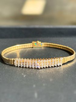 14k solid yellow gold 1.55CTW Natural diamond fashion ladies bracelet 7” 4mm 10.7 g