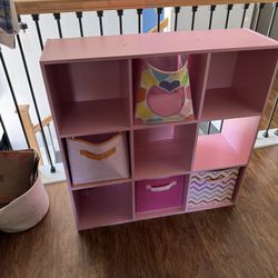 Pink 9 Cubby Storage Shelf
