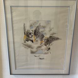 Framed and Matted Picture of Angel Winged Bulldogs