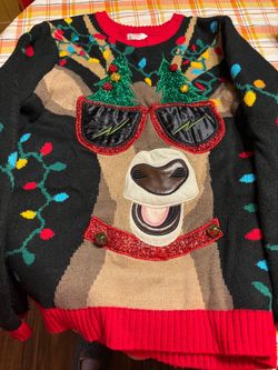 Ugly Christmas Sweater Reindeer with Sunglasses