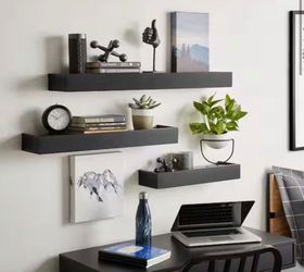 OPEN BOX NEW StyleWell Modern Black Wood Floating Wall Shelf (Set of 3) (36" W x 3" H x 6" D)
