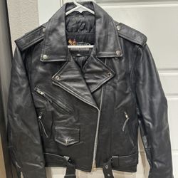 Leather Biker Jacket (M)