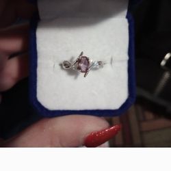 New S.925 Sterling Silver Natural Amethyst Ring Size 7 