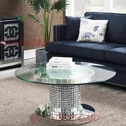 NEW ROUND GLASS MIRROR COFFEE TABLE ! AVAILABLE FOR IMMEDIATE DELIVERY 